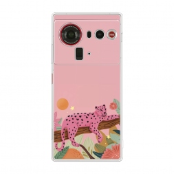 Силиконовый чехол Розовый леопард на дереве 1 на ZTE Nubia Z80 Ultra