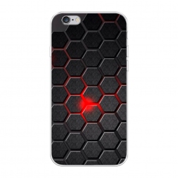 Силиконовый чехол Соты красные на iPhone 6
