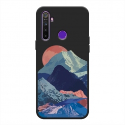 Матовый силиконовый чехол Закат в снежных горах на Realme 5