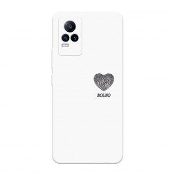 Soft touch белый Отпечаток сердца черный на Vivo V21e 4G