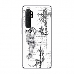 Силиконовый чехол Чёрно-белый рисунок ангелы на Xiaomi Mi Note 10 lite