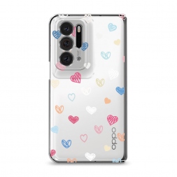 Силиконовый чехол Нежные сердечки рисунок на Oppo Find N