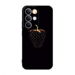 Матовый силиконовый чехол Черно-золотая клубника на Realme C85 Pro