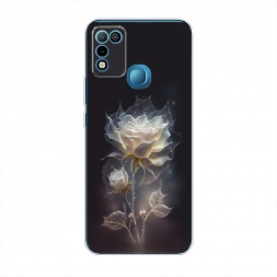 Силиконовый чехол Белая фантазийная роза на Infinix HOT 10 Play
