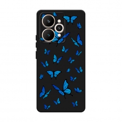 Матовый силиконовый чехол Синие бабочки на Realme 15