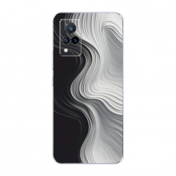 Силиконовый чехол Чёрно-белые волны на Vivo V21