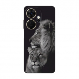Матовый силиконовый чехол Лев и львица на Itel P55+ 4G