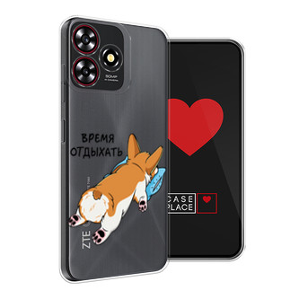Силиконовый чехол Корги отдыхает на ZTE Blade V50 Smart