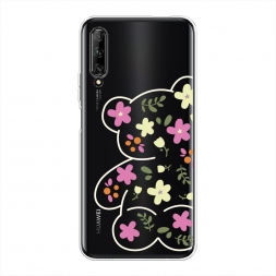 Силиконовый чехол Цветочный мишка на Huawei Y9s