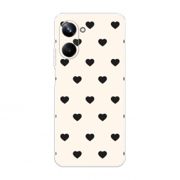 Силиконовый чехол Черные сердечки на белом на Realme 10 Pro
