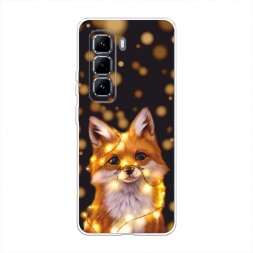 Силиконовый чехол Лиса с гирляндой на Infinix Hot 50 Pro Plus
