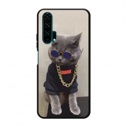 Матовый силиконовый чехол Стильный кот на Honor 20 Pro