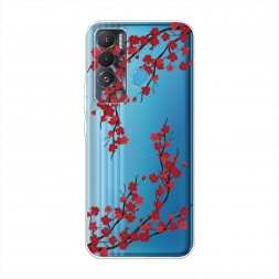 Силиконовый чехол Красная сакура на Tecno Pova Neo