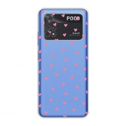 Силиконовый чехол Маленькие розовые сердечки на Xiaomi Poco M4 Pro 4G