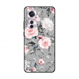 Матовый силиконовый чехол Розы на сером на Oppo Reno 11F