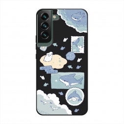 Матовый силиконовый чехол Крольчонок и акула на Samsung Galaxy S22