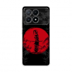 Силиконовый чехол Самурай на красном фоне на Xiaomi POCO X6 PRO 5G