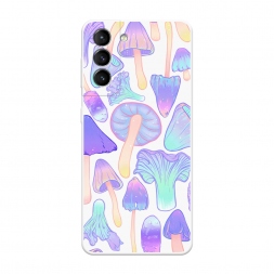 Soft touch белый Пастельные грибы на Samsung Galaxy S21