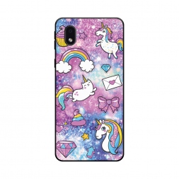 Матовый силиконовый чехол Rainbow doodles на Samsung Galaxy A01 Core