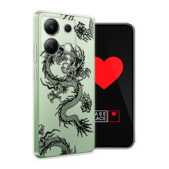 Силиконовый чехол Китайские драконы паттерн чёрный на Xiaomi Redmi Note 13 4G (Global)