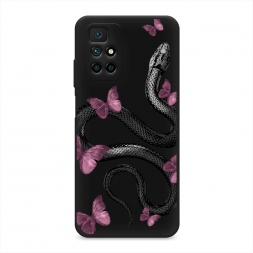 Матовый силиконовый чехол Змея и бабочки на Xiaomi Redmi Note 11 4G China