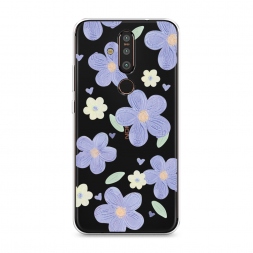 Силиконовый чехол Синие цветочки рисунок на Nokia X71