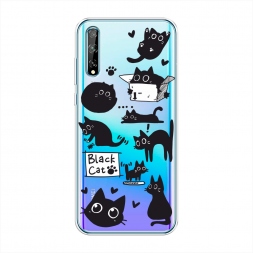 ����������� ����� Black cat doodles �� Huawei P Smart S