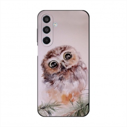 Матовый силиконовый чехол Сова на розовом на Samsung Galaxy M35