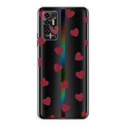 Силиконовый чехол Бордовые сердечки паттерн на Tecno Pova 2