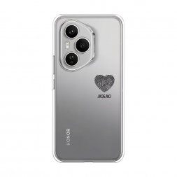 Силиконовый чехол Отпечаток сердца черный на Honor 400 Pro
