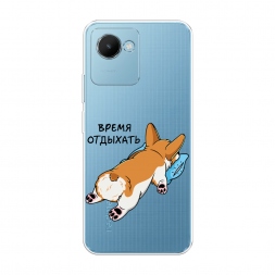 Силиконовый чехол Корги отдыхает на Realme C30S 4G