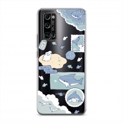 Силиконовый чехол Крольчонок и акула на Honor 30 Pro Plus