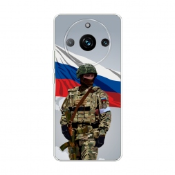 Силиконовый чехол Солдат с флагом на Realme 11 Pro