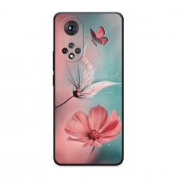 Матовый силиконовый чехол Бабочка и цветок на Huawei Nova 9