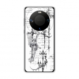 Силиконовый чехол Чёрно-белый рисунок ангелы на Huawei Mate 60