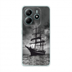 Силиконовый чехол Корабль в пасмурном море на Xiaomi Redmi Note 14 5G