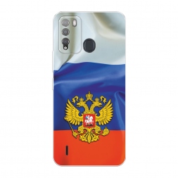 Силиконовый чехол Герб РФ на фоне флага на Itel Vision 1 Pro