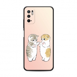 Матовый силиконовый чехол Пухлые котики на Xiaomi Redmi Note 10 5G