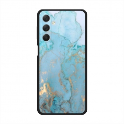 Матовый силиконовый чехол Голубой мрамор рисунок на Samsung Galaxy M54