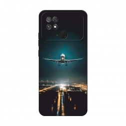 Матовый силиконовый чехол Самолет в ночном небе на Xiaomi Poco C40