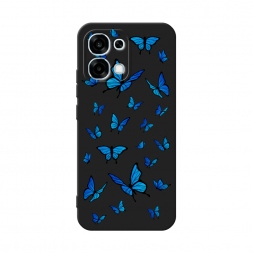 Матовый силиконовый чехол Синие бабочки на Oppo A6 Pro