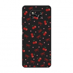 Матовый силиконовый чехол Вишни и ленточки на Xiaomi Poco X3 NFC
