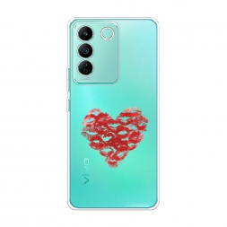 Силиконовый чехол Сердечко из поцелуев на Vivo T2 4G
