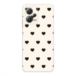 Силиконовый чехол Черные сердечки на белом на Xiaomi Poco X5 5G
