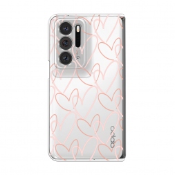 Силиконовый чехол Узор из сердечек на Oppo Find N