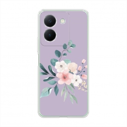 Силиконовый чехол Нежный букет на фиолетовом на Vivo Y27S