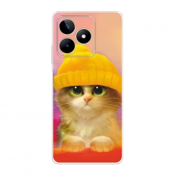 Силиконовый чехол Котенок в желтой шапке на Realme C53