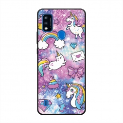 Матовый силиконовый чехол Rainbow doodles на ZTE Blade A51