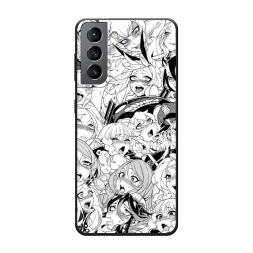 Матовый силиконовый чехол Ахегао манга тян на Samsung Galaxy S21