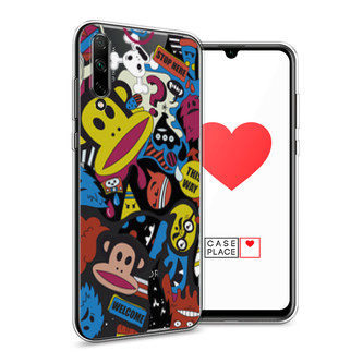 Силиконовый чехол Граффити с обезьянами на Honor 30i